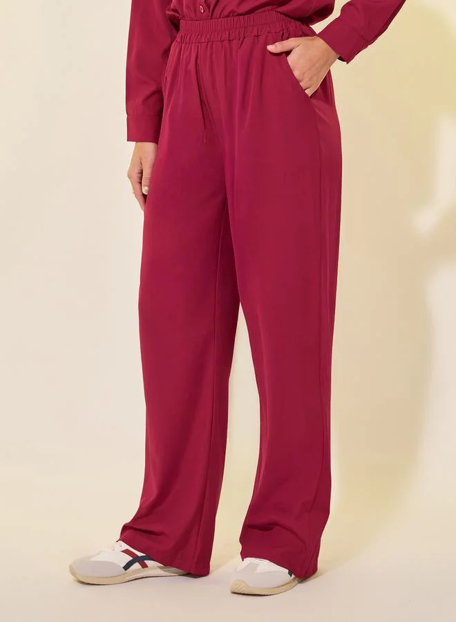 Take Two Solid Long Sleeve Shirt and Pants Co-Ords