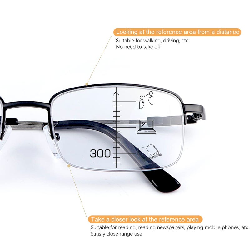 Yimi Progressive Photochromic Multifocus Reading Glasses Uv400 Sunglasses Blue Light Blocking Computer Readers For Men Women (Black  1.50  Multiplier_X) - Image 4