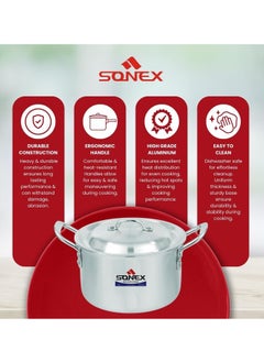 SONEX Sonex Classic Cooking Pot No.8 – 36 cm Diameter, 18 Liter Capacity, Aluminum Construction, Stainless Steel Handles, Includes Lid  - Image 3