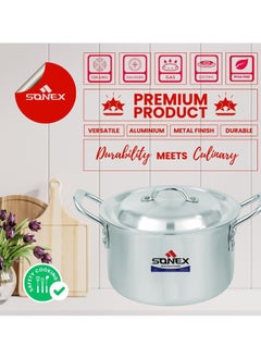 SONEX Sonex Classic Cooking Pot No.8 – 36 cm Diameter, 18 Liter Capacity, Aluminum Construction, Stainless Steel Handles, Includes Lid  - Image 5