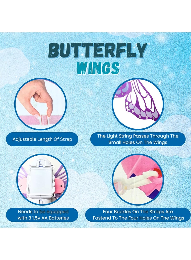 دريمزون إكسسوار أزياء Eif Wings Fairy Wings التنكرية يمكنك صنعه بنفسك مع ضوء LED وموسيقى لحفلات الأطفال وأعياد الميلاد - Image 5