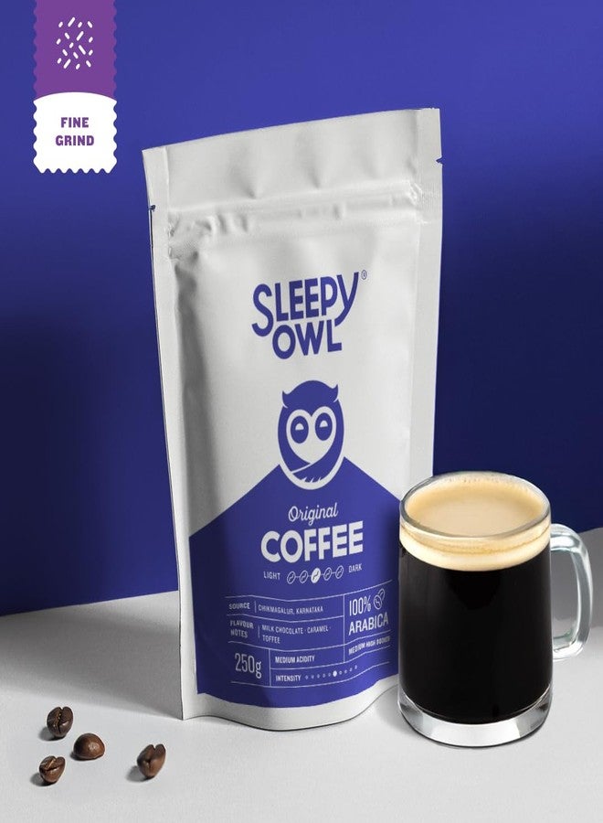 Sleepy Owl Original Ground Coffee | Fine Grind Coffee | Moka Pot, Home Espresso | Medium Roast | 100% Arabica | Freshly Roasted & Ground | 250g | Directly Sourced From Chikmagalur - Image 2