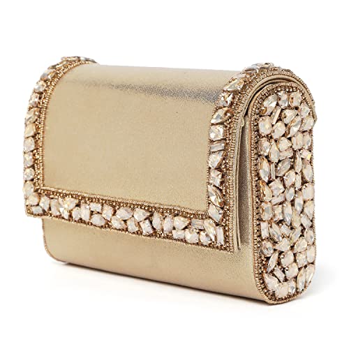 Peora Clutch Purses For Women Wedding Handmade Evening Handbags Party Bridal Clutch, Gold - Image 4