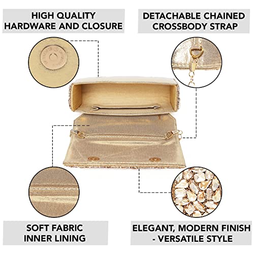 Peora Clutch Purses For Women Wedding Handmade Evening Handbags Party Bridal Clutch, Gold - Image 2