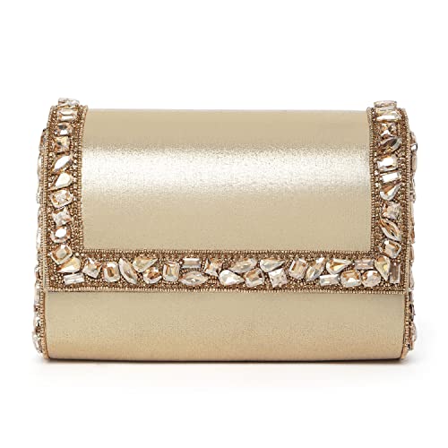 Peora Clutch Purses For Women Wedding Handmade Evening Handbags Party Bridal Clutch, Gold - Image 1