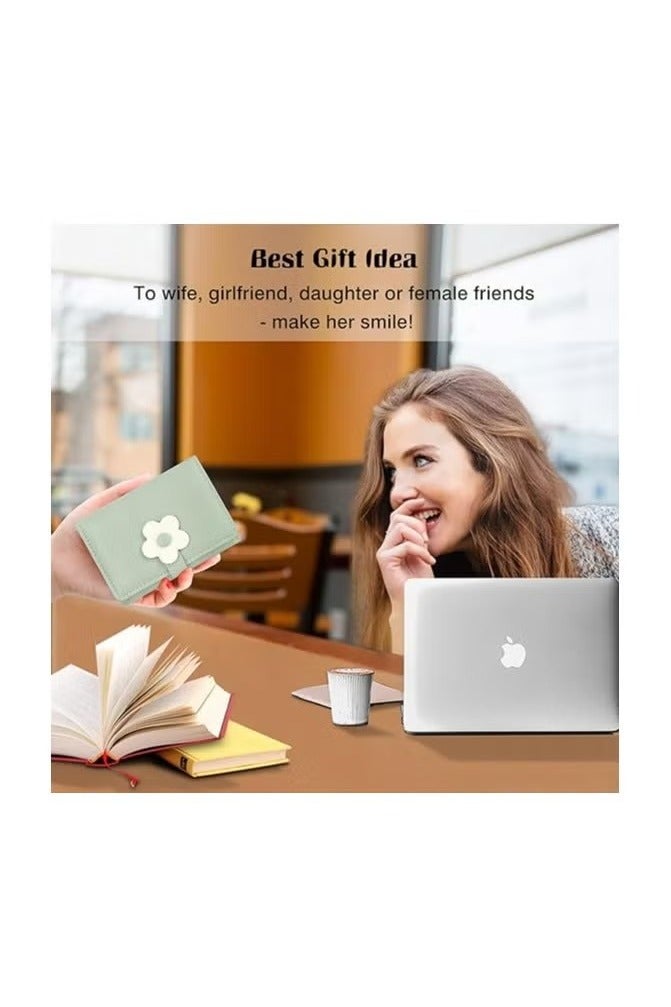 Leather RFID Blocking Small Trifold Wallets for Women - Image 5