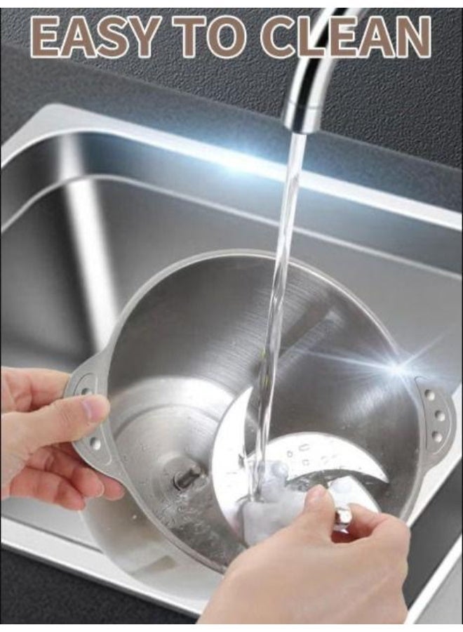 Lynx Electric Food Chopper 500W 5L Stainless Steel Bowl, 2 Speed Powerful Copper Motor, Quad Blade Design, Heavy Duty Meat Vegetable Grinder, Safe Lock System - Image 4