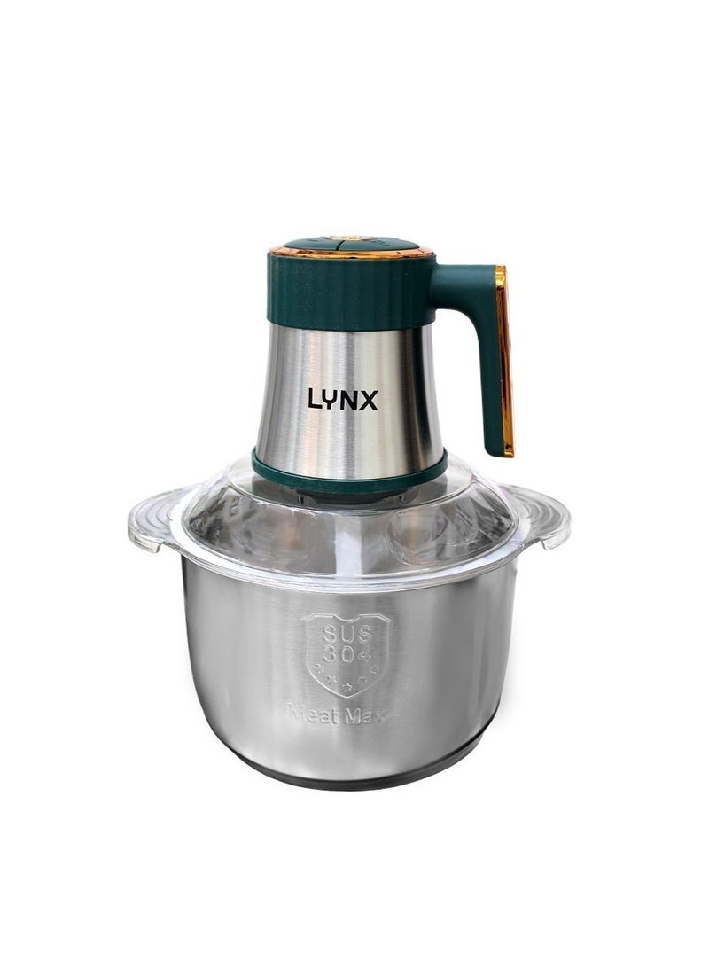 Lynx Electric Food Chopper 500W 5L Stainless Steel Bowl, 2 Speed Powerful Copper Motor, Quad Blade Design, Heavy Duty Meat Vegetable Grinder, Safe Lock System - Image 1