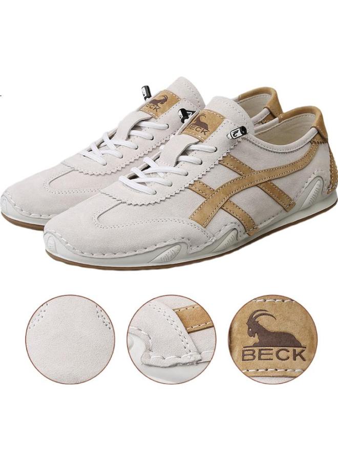 Beck Men'S Summer Breathable Casual Shoes Genuine Leather Thin Classic Forrest Gump Shoes Men'S Board Shoes New White Brown Size 42 - Image 3