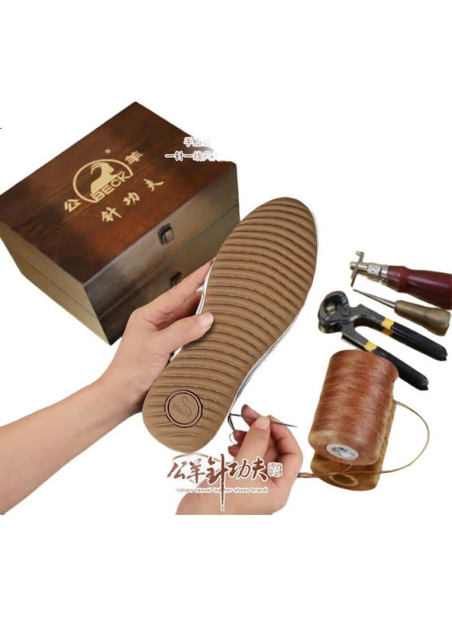 Beck Men'S Summer Breathable Casual Shoes Genuine Leather Thin Classic Forrest Gump Shoes Men'S Board Shoes New White Brown Size 42 - Image 1