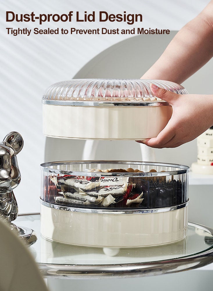 بيرفيي 3 طبقة صينية تقديم المكسرات والحلوى، صينية المقبلات مع غطاء، 5 أقسام، صندوق تقديم الوجبات الخفيفة للفواكه المجففة والكوكيز الحلوة - Image 5