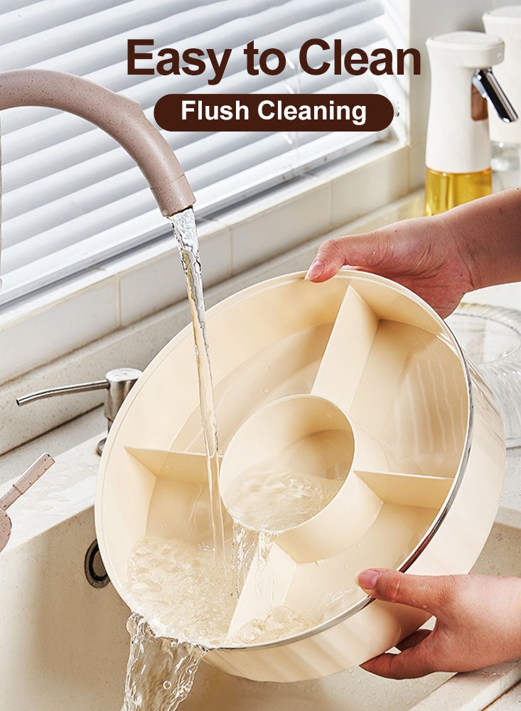 بيرفيي 3 طبقة صينية تقديم المكسرات والحلوى، صينية المقبلات مع غطاء، 5 أقسام، صندوق تقديم الوجبات الخفيفة للفواكه المجففة والكوكيز الحلوة - Image 4