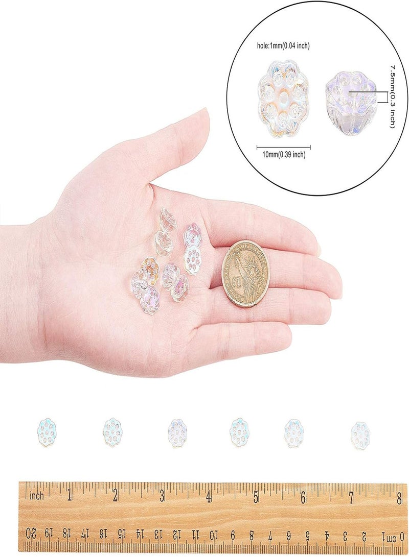 GGOOT 50 Pcs Transparent Glass Crystal Loose Beads Clear AB Color Plated Lotus Pod Seedpod Shape for Bracelet Necklace Earrings Jewelry Making DIY Design - 10x7.5mm  - Image 3