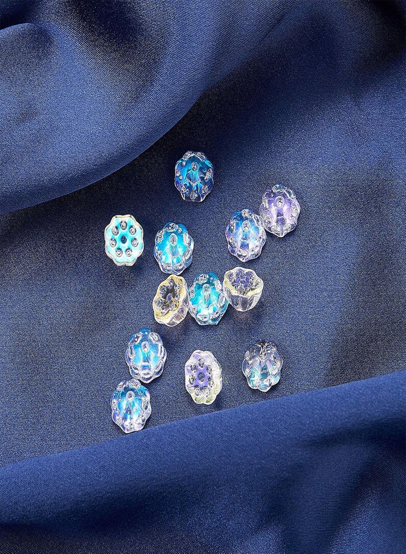 GGOOT 50 Pcs Transparent Glass Crystal Loose Beads Clear AB Color Plated Lotus Pod Seedpod Shape for Bracelet Necklace Earrings Jewelry Making DIY Design - 10x7.5mm  - Image 5
