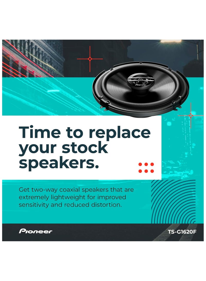 Pioneer Pioneer TS-G1620F, 2-Way Car Audio Speakers, Full Range, Clear Sound Quality, Easy Installation and Enhanced Bass Response, 6.5” speakers - Image 2
