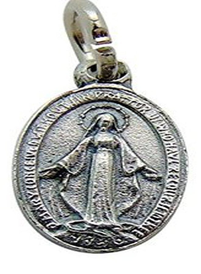 WJH Miraculous Medal Mary 5/8 Inch Pendant Medal Silver Tone Metal - Image 1