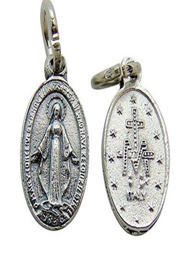 WJH Miraculous Medal Mary 5/8 Inch Pendant Medal Silver Tone Metal - Image 2