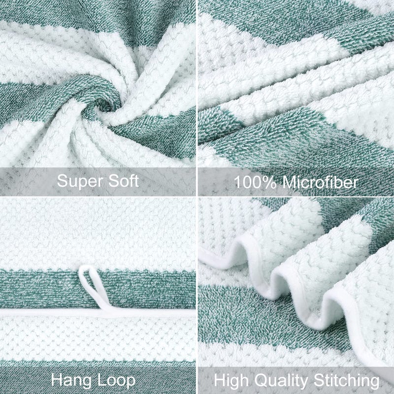 جي ام ال مناشف حمام الألياف الدقيقة JML من منشفة حمام 2 حزمة (30 "" × 60 "") ناعمة كبيرة الحجم فائقة الاستخدام والتجفيف السريع متعددة الأغراض للرياضة اللياقة البدنية يوجا الشريط الخضراء - Image 4