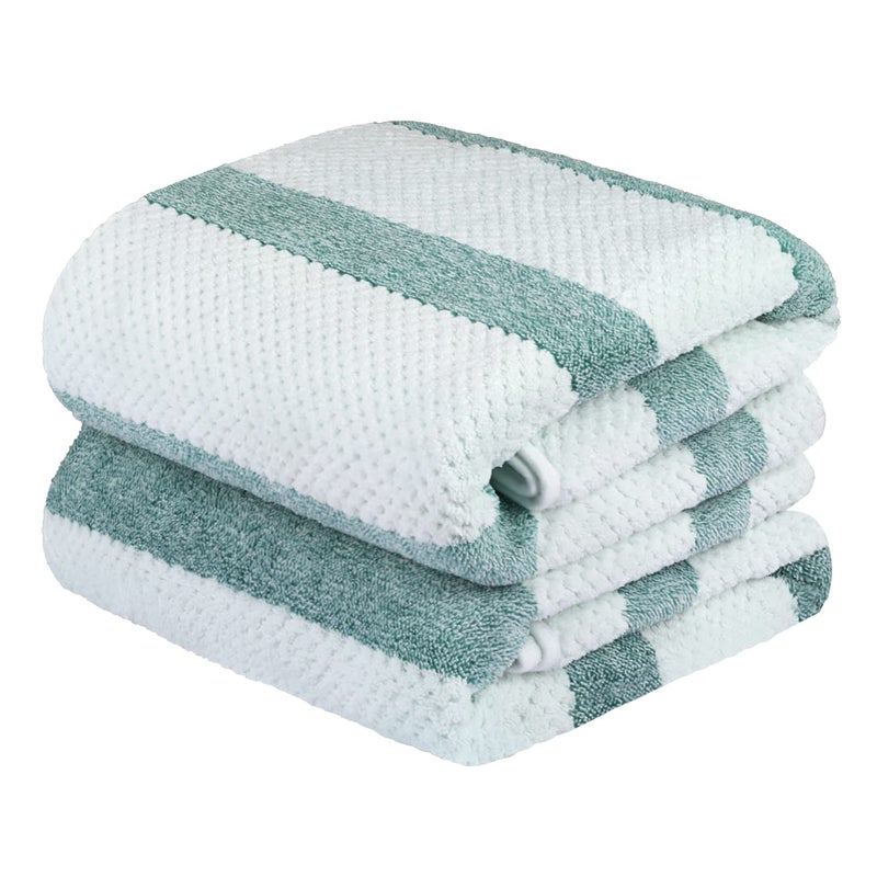 جي ام ال مناشف حمام الألياف الدقيقة JML من منشفة حمام 2 حزمة (30 "" × 60 "") ناعمة كبيرة الحجم فائقة الاستخدام والتجفيف السريع متعددة الأغراض للرياضة اللياقة البدنية يوجا الشريط الخضراء - Image 1