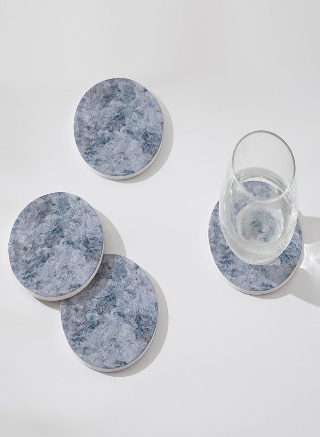 Hoomey Set of 6 Blue Abstract Onyx Marble Coasters with Holder, Absorbent Ceramic Coasters for Drinks, Coasters with Cork Backing for Table Protection, Home Decor, Coffee Table Decor - Image 2
