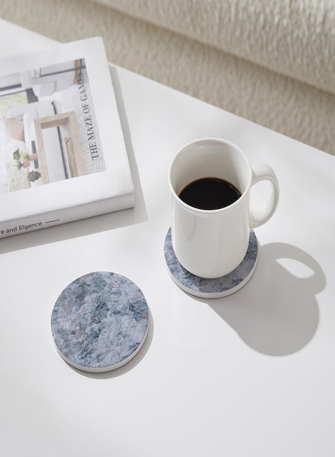 Hoomey Set of 6 Blue Abstract Onyx Marble Coasters with Holder, Absorbent Ceramic Coasters for Drinks, Coasters with Cork Backing for Table Protection, Home Decor, Coffee Table Decor - Image 3