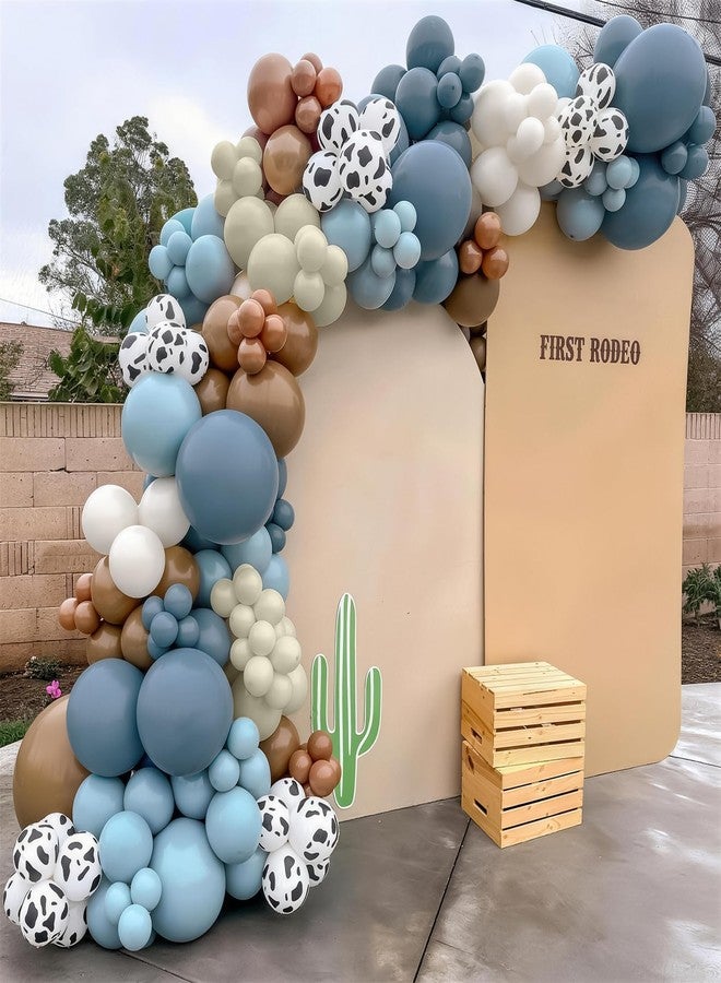 Togvu Cowboy Western Balloon Arch Kit, Dusty Blue Brown Double Stuffed Sand White Balloon Garland with Cow Print Balloons for Boys Western Cowboy Theme Birthday First Rodeo Baby Boy Shower Party Decorations - Image 5