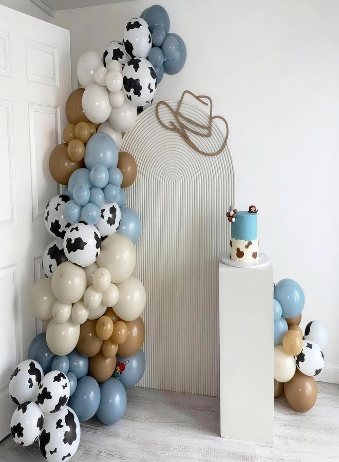 Togvu Cowboy Western Balloon Arch Kit, Dusty Blue Brown Double Stuffed Sand White Balloon Garland with Cow Print Balloons for Boys Western Cowboy Theme Birthday First Rodeo Baby Boy Shower Party Decorations - Image 4