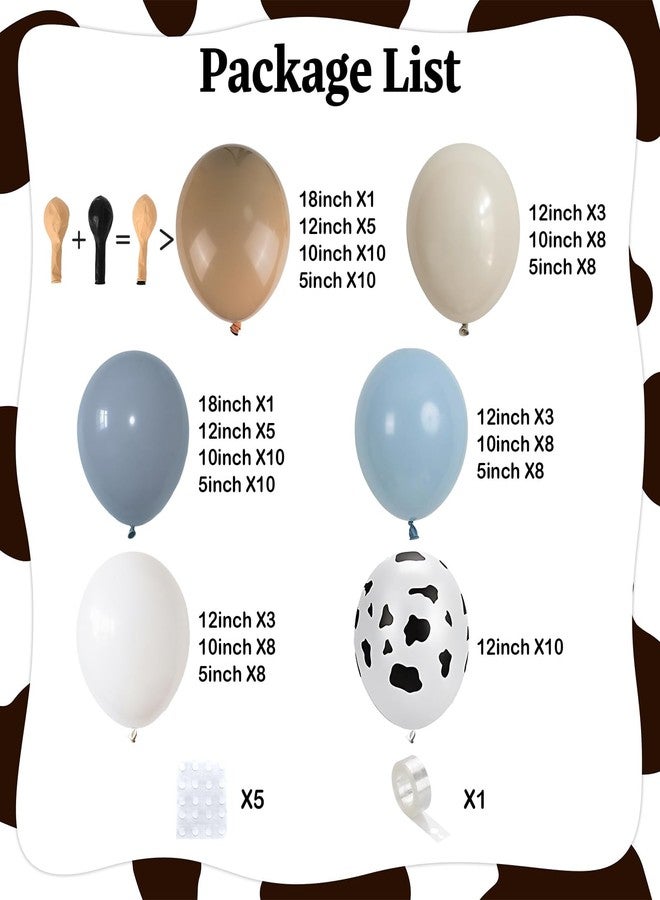 Togvu Cowboy Western Balloon Arch Kit, Dusty Blue Brown Double Stuffed Sand White Balloon Garland with Cow Print Balloons for Boys Western Cowboy Theme Birthday First Rodeo Baby Boy Shower Party Decorations - Image 3