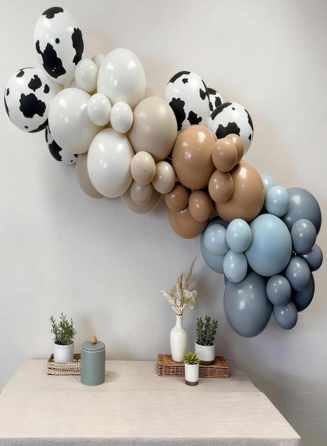 Togvu Cowboy Western Balloon Arch Kit, Dusty Blue Brown Double Stuffed Sand White Balloon Garland with Cow Print Balloons for Boys Western Cowboy Theme Birthday First Rodeo Baby Boy Shower Party Decorations - Image 2