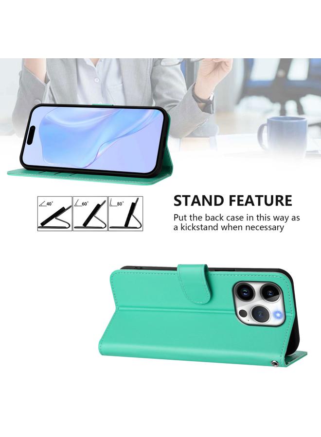 S-TOP Case For iPhone 16 Pro Skin Feel Solid Color Leather Phone Case with Lanyard - Image 3