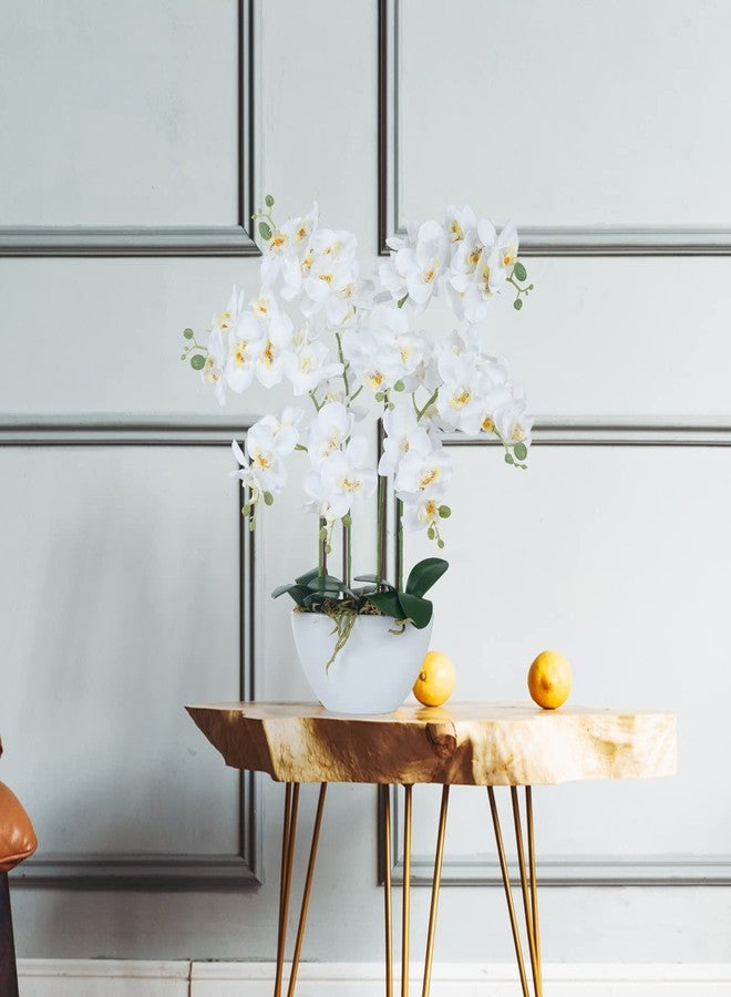 Ziwon Artificial Orchid Flowers & Plants Potted in Ceramic Pot, White Faux Phalaenopsis Orchids for Table Centerpiece, Realistic Fake Flower Arrangement for Home Office Decor Indoor - Image 5