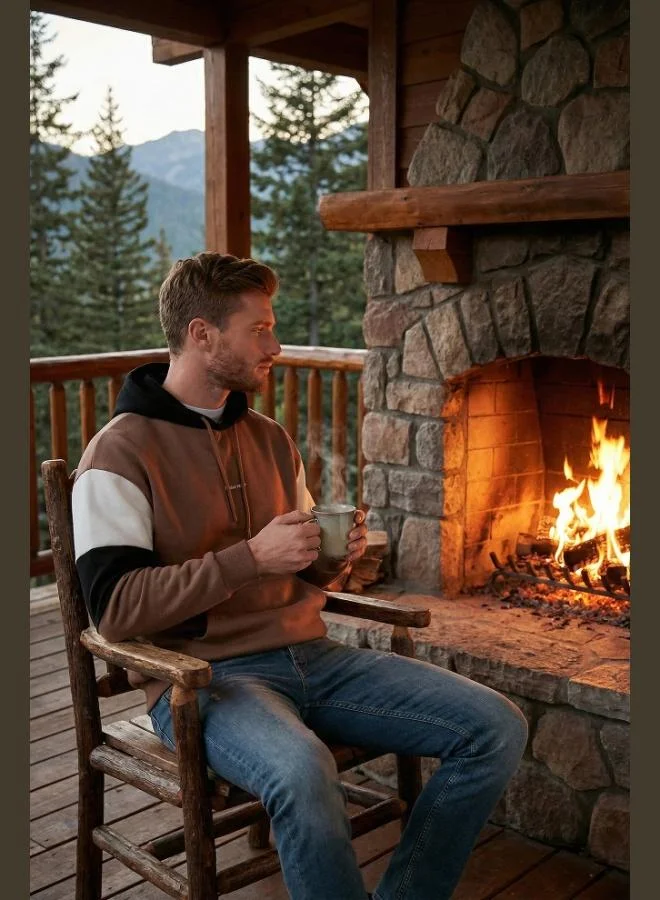 بوراتي سويت شيرت رجالي فرو ناعم بقلنسوة من قطن بوراتي بقصة مريحة