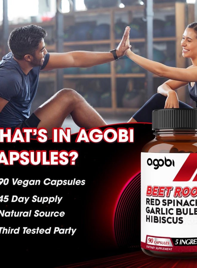 agobi 5in1 Beet Root Capsules 12100mg - Added with Red Spinach, Organic Garlic Bulb, Hibiscus & Black Pepper - Support for Energy Production, Immune System & Digestive Health - 90 Vegan Capsules - Image 5