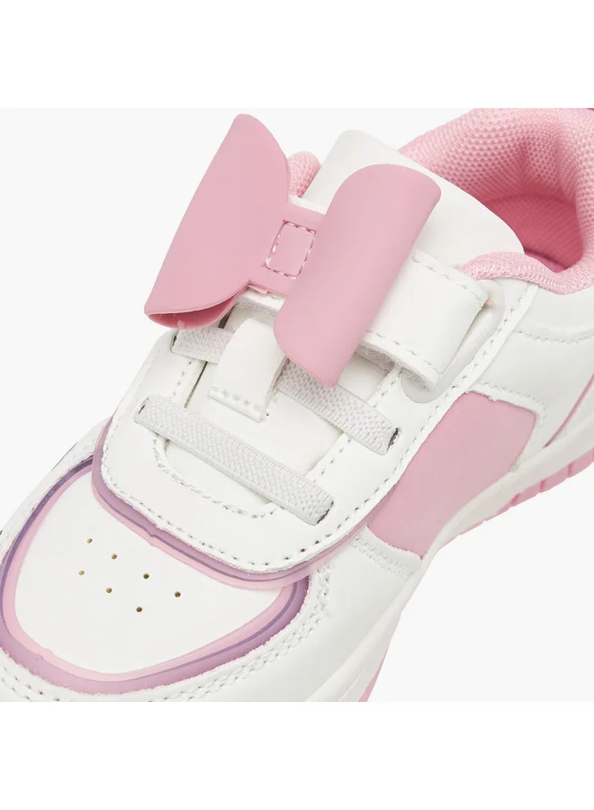 Disney Girls Minnie Mouse Applique Sneakers with Hook and Loop Closure