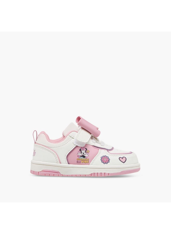 Disney Girls Minnie Mouse Applique Sneakers with Hook and Loop Closure  - Image 3