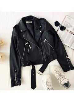 Famebag Women's Black Slimfit Belted Leather Coat-Jacket  - Image 4