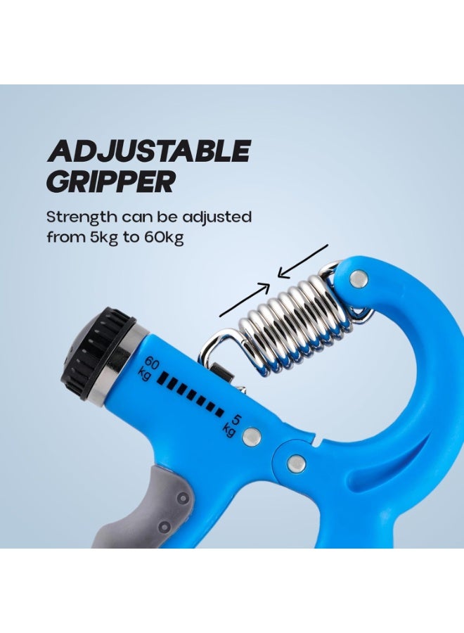 KONEX Adjustable Hand Gripper Strengthener for Men & Women | Hand Exercise Equipment for Home and Gym Workouts (With Counter, Blue) - Image 2