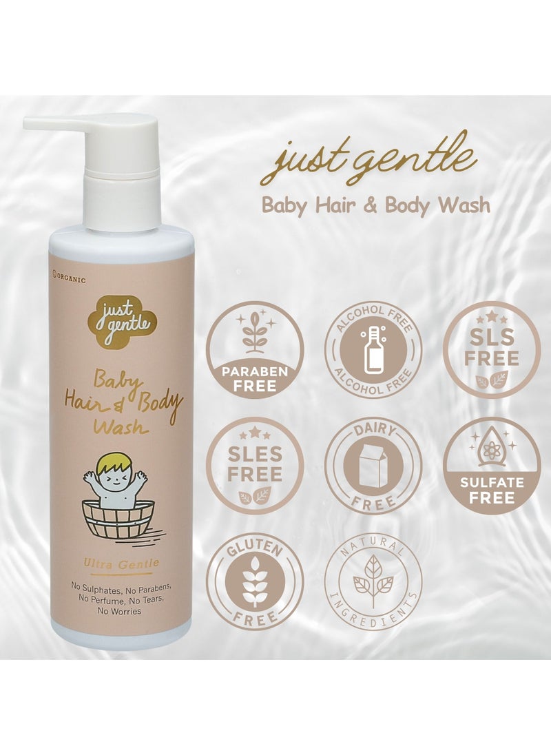 Just Gentle Just Gentle Baby Hair & Body Wash Ultra Gentle 200ml - 99% Natural Ingredients, Tear-Free, Hydrating Aloe Vera & Chamomile. Organic Ingredients certified by EcoCert.  - Image 4