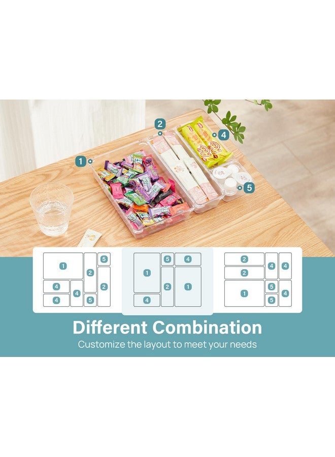 Kootek 28 Pcs Drawer Organizer Set, 4-Size Bathroom Vanity Trays Makeup Desk Dividers Versatile Storage Bins Clear Plastic Container for Dresser, Bedroom, Kitchen, Office - Image 2