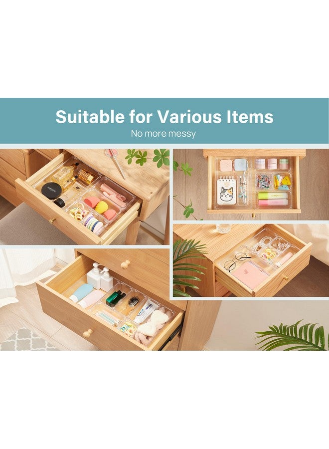 Kootek 28 Pcs Drawer Organizer Set, 4-Size Bathroom Vanity Trays Makeup Desk Dividers Versatile Storage Bins Clear Plastic Container for Dresser, Bedroom, Kitchen, Office - Image 5