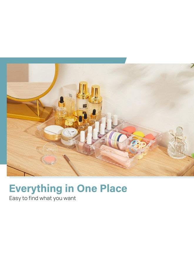 Kootek 28 Pcs Drawer Organizer Set, 4-Size Bathroom Vanity Trays Makeup Desk Dividers Versatile Storage Bins Clear Plastic Container for Dresser, Bedroom, Kitchen, Office - Image 4