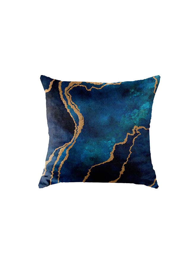 RIZARIES SuperSoft Blue Gold Abstract Throw Pillow
