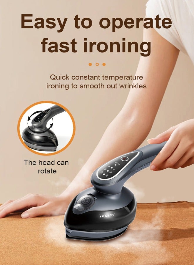 sokany 2-in-1 Steam Iron & Clothes Steamer, 1600W Portable Handheld Steamer Iron with 3 Temperature Levels, Fast Heating 90° Swivel Handle,120ML Water Tank, Powerful Wrinkle Remover,Garment Steamer for Home, Dorm, Travel  - Image 2
