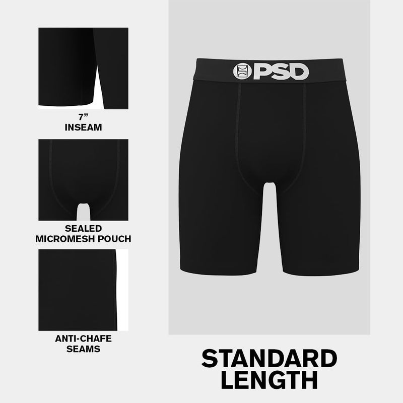 PSD Underwear Men's Black Solid Boxer Brief 3 Pack, Multi, XXL - Image 4