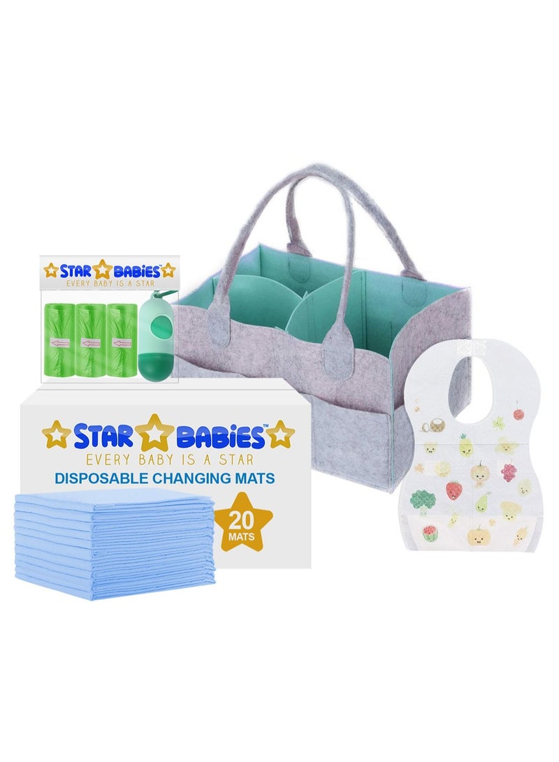 STAR BABiES Star Babies Combo packs (Diaper bag, Changing mat 20pcs, Bibs 10pcs, Scented bag 3pcs with Dispenser)  - Image 2