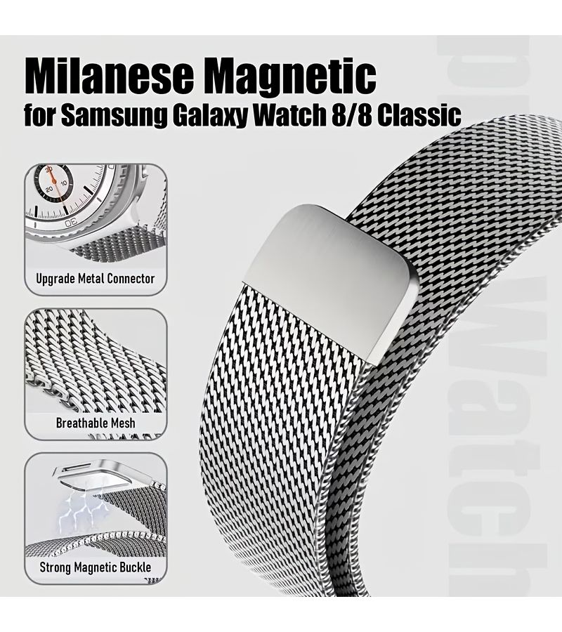 Silvery Milanese Loop Magnetic Strap for Galaxy Watch 8 44mm 40mm 46mm - Image 1