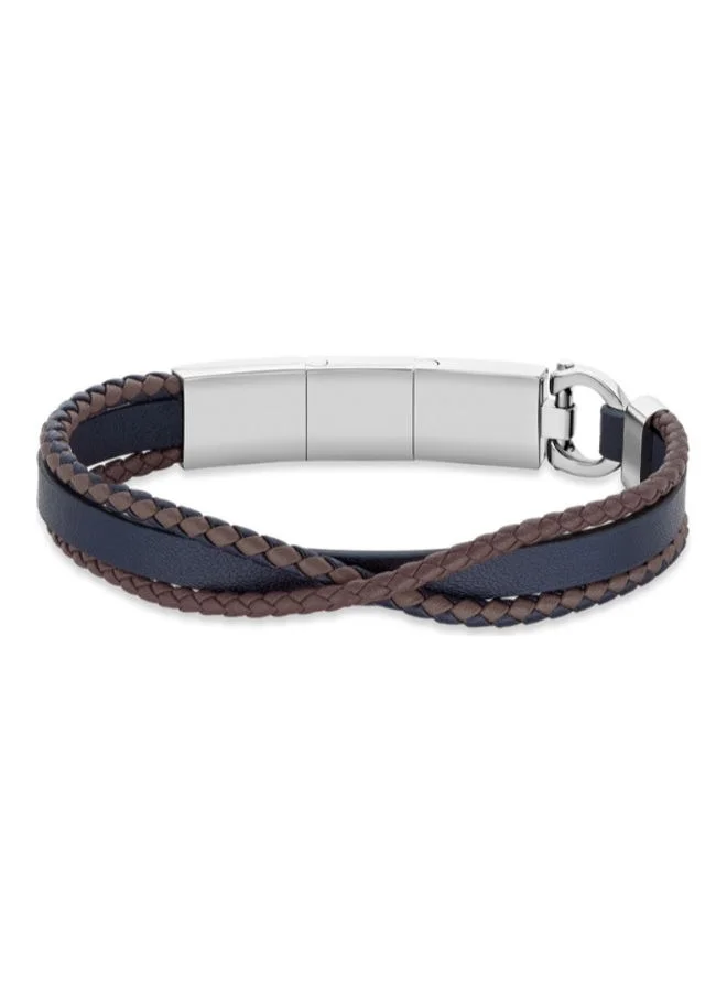 Blue Brown Leather Bracelet for Men