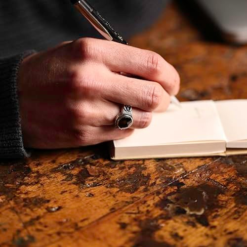 Alpha Rock Genuine Solid 925 Sterling Silver, Simulated Faceted Black Diamond Stone, Authentic Vintage Turkish Ottoman Style Anatolian Motif Ring for Men (Simulated Black Diamond, 7) - Image 2