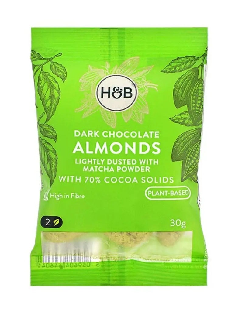 H&B H&B Dark Chocolate Matcha Coated Almonds 30g 