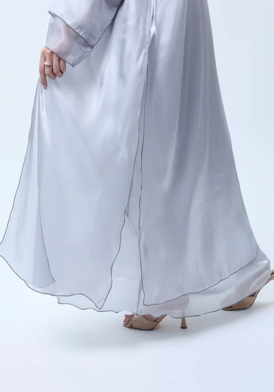 MSquare Fashion Grey Organza Abaya Set